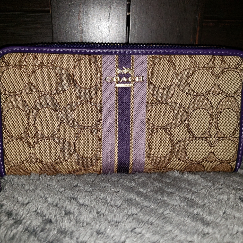 Coach Accordion Zip Wallet Jacquard Stripe